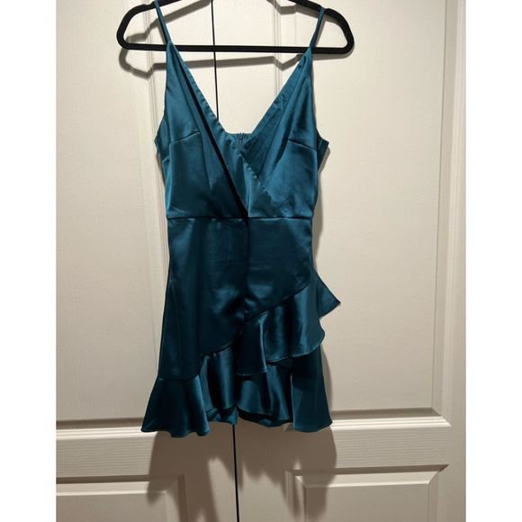 SHOWPO. CLOUD COVER DRESS IN TEAL SATIN - Picture 3 of 8